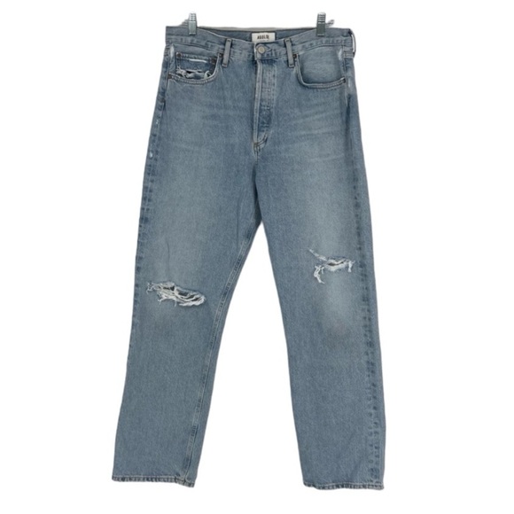 Denim - AGOLDE 90s Light Wash  Straight Leg High Waist Distressed Denim Jeans 29